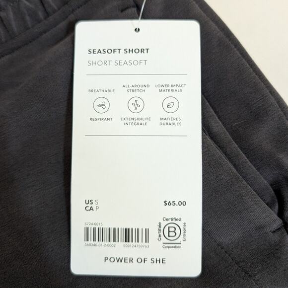 Athleta Mid Rise Seasoft Shorts 4" Inseam Size Small Black Tencel NWT - Picture 2 of 4